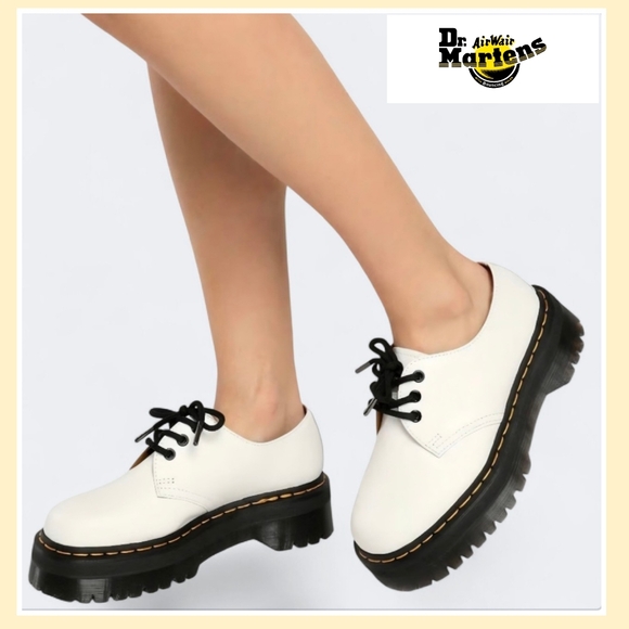 Dr. Martens Audrick 3-Eye Nappa Leather Platform Size 7 Oxford White NWT - Picture 1 of 16